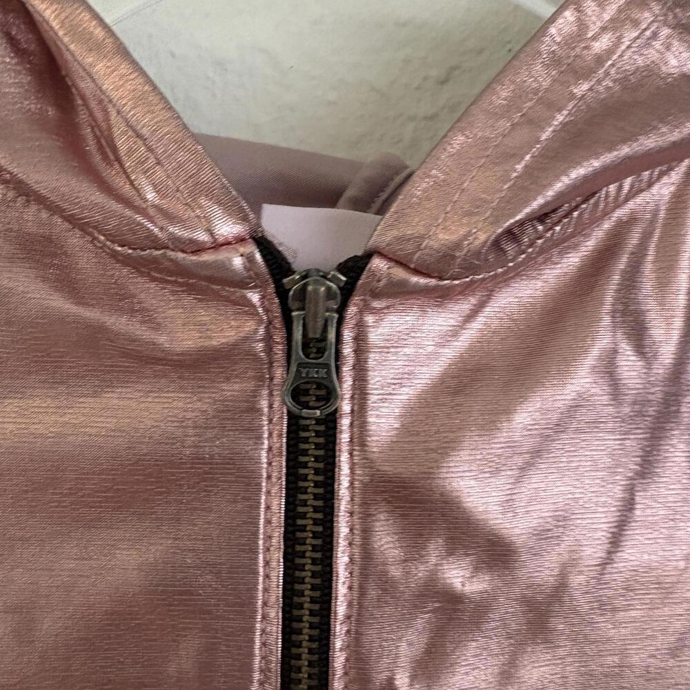 More Than Magic | Girls Metallic Pink Lightweight Spring Zip Up Jacket Hood XS - Picture 4 of 8